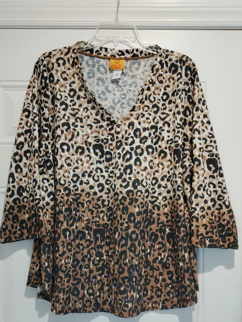 Ruby Rd. Leopard Print V-Neck Tunic in Brown, Black, Cream